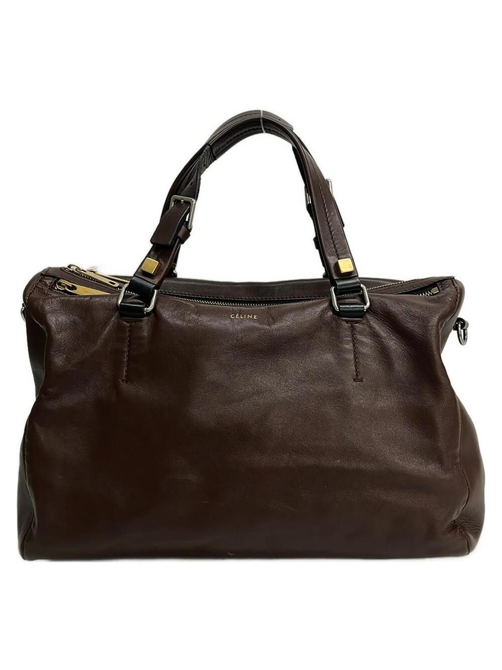 Celine Dark Brown Leather Handbag #371909C67B